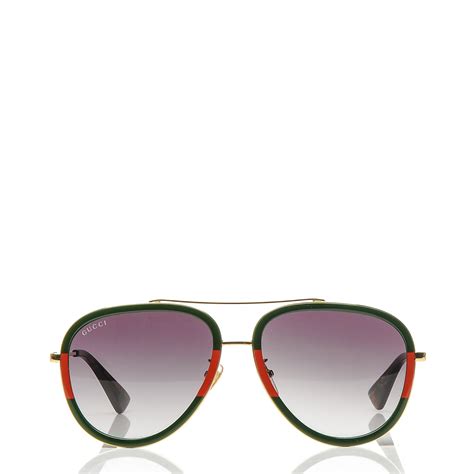 gucci web aviator sunglasses green red green|Gucci aviator sunglasses sale.